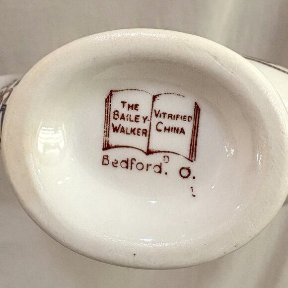 Vintage Bailey Walker Vitrified China Pottery Creamer Gravy Bowl Bedford Ohio - Picture 10 of 10